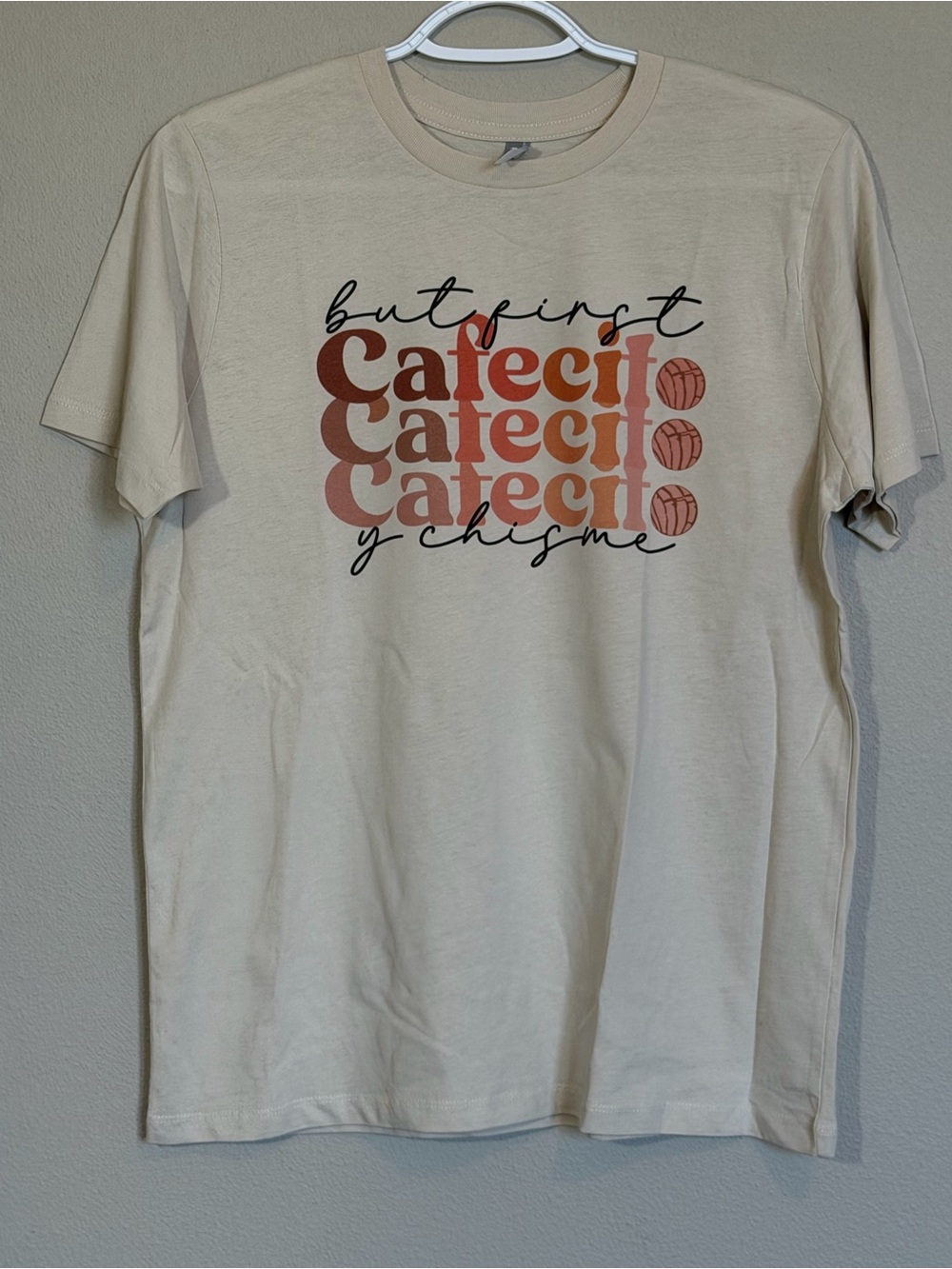 But First Cafecito y Chisme Graphic Tee - Beige